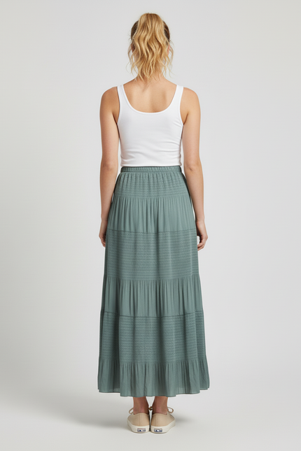 Jupe Longue Céladon Plissée Fluide
