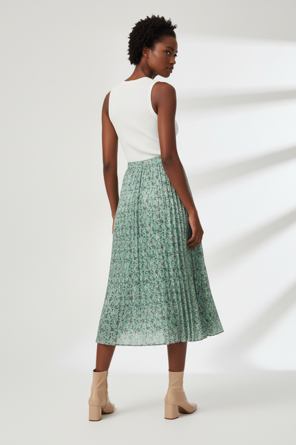 Jupe Longue Plissée Florale Fluide Femme