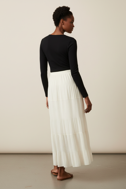 Jupe Longue Blanche Fluide Plissée