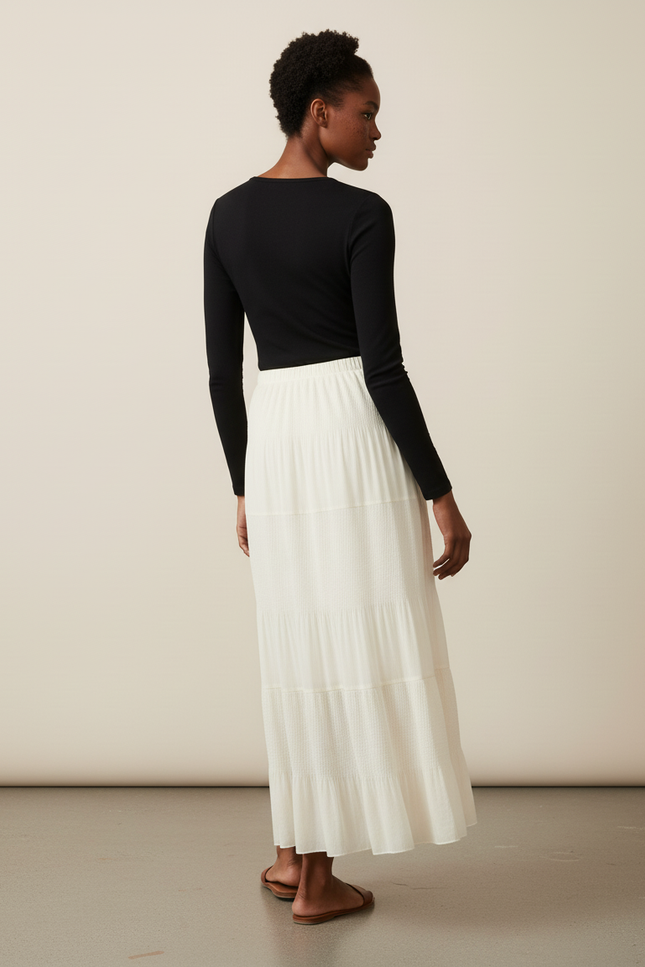 Jupe Longue Blanche Fluide Plissée