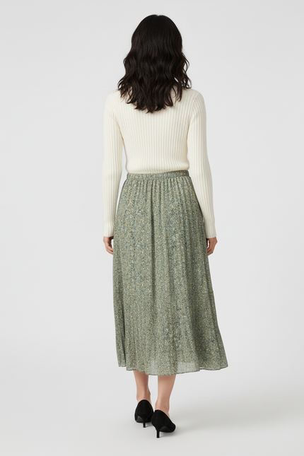 Jupe Longue Verte Plissée Fluide Élégante