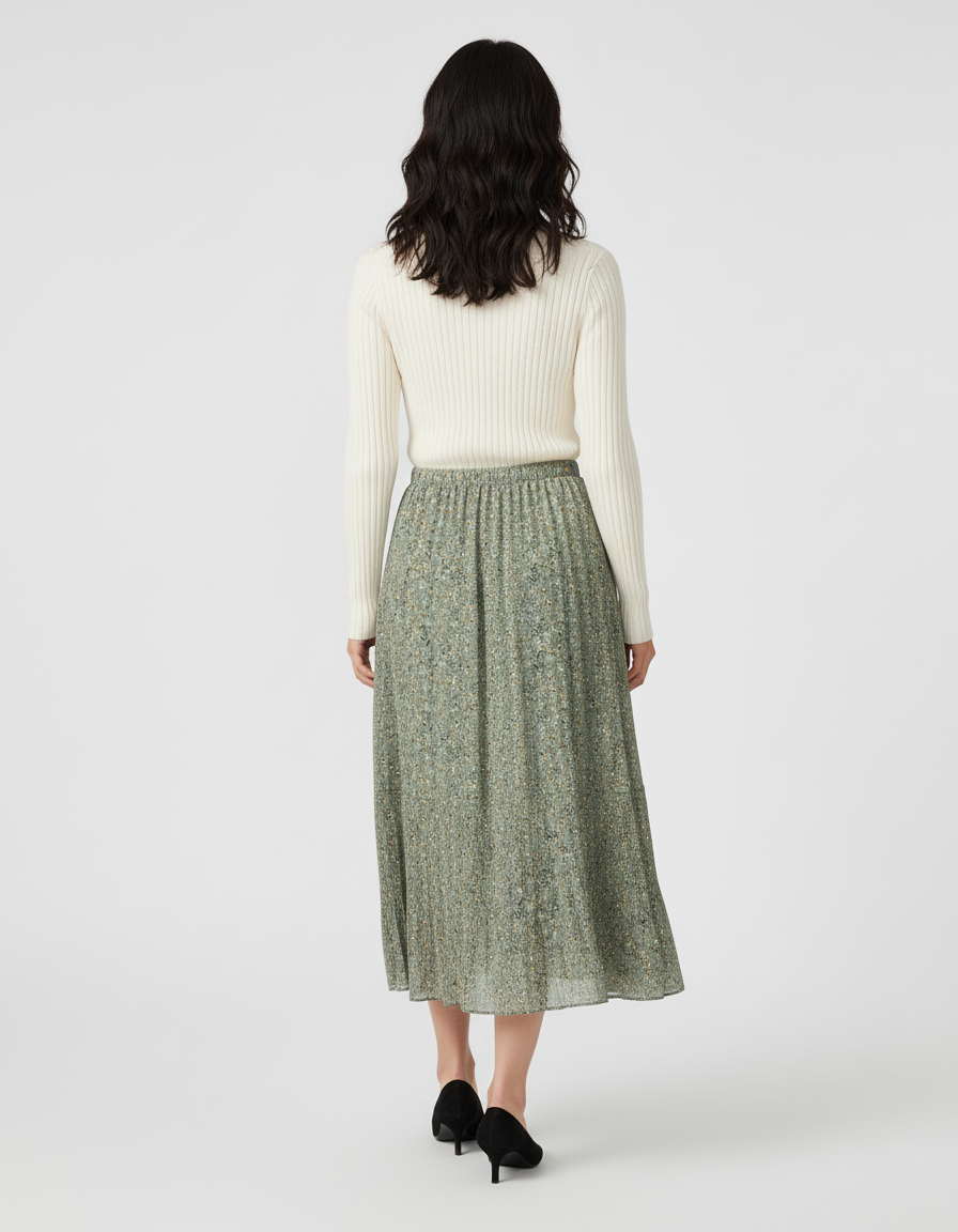 Jupe Longue Verte Plissée Fluide Élégante