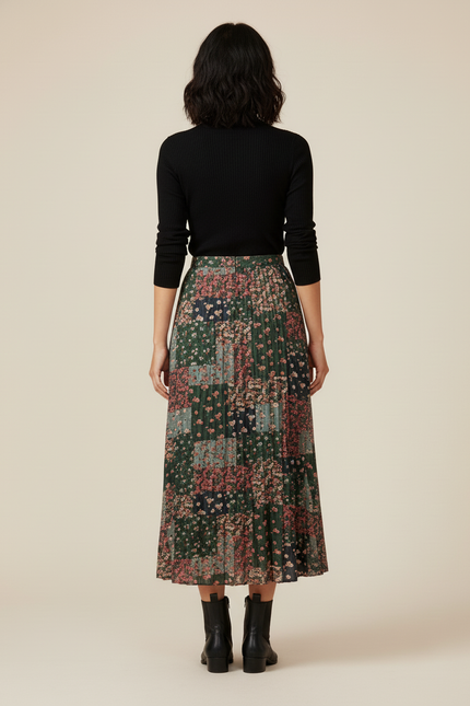 Jupe Longue Fleurie Plissée Fluide Chic