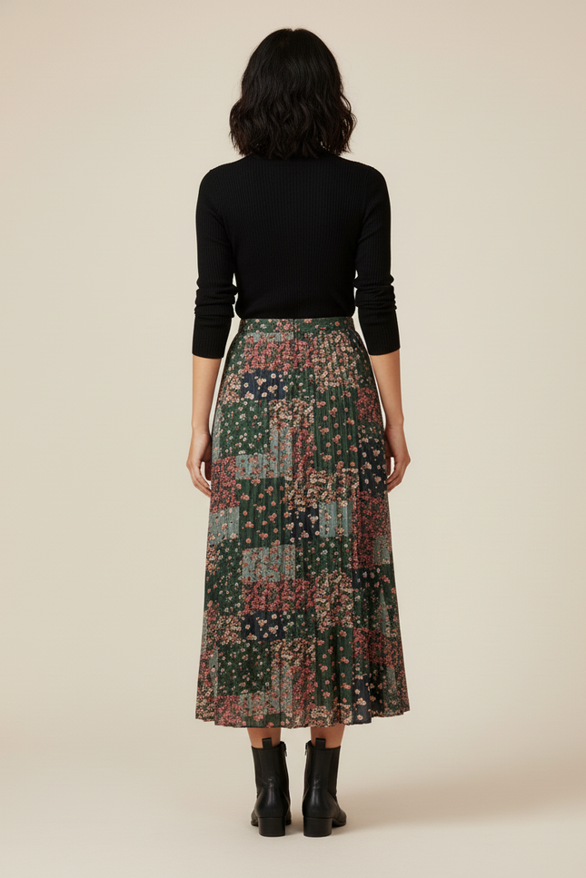 Jupe Longue Fleurie Plissée Fluide Chic