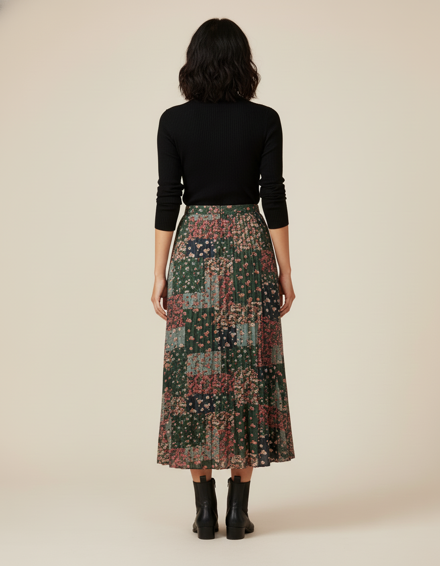 Jupe Longue Fleurie Plissée Fluide Chic