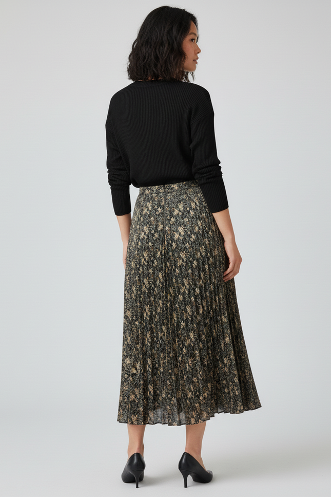 Jupe Longue Plissée Florale Fluide Chic