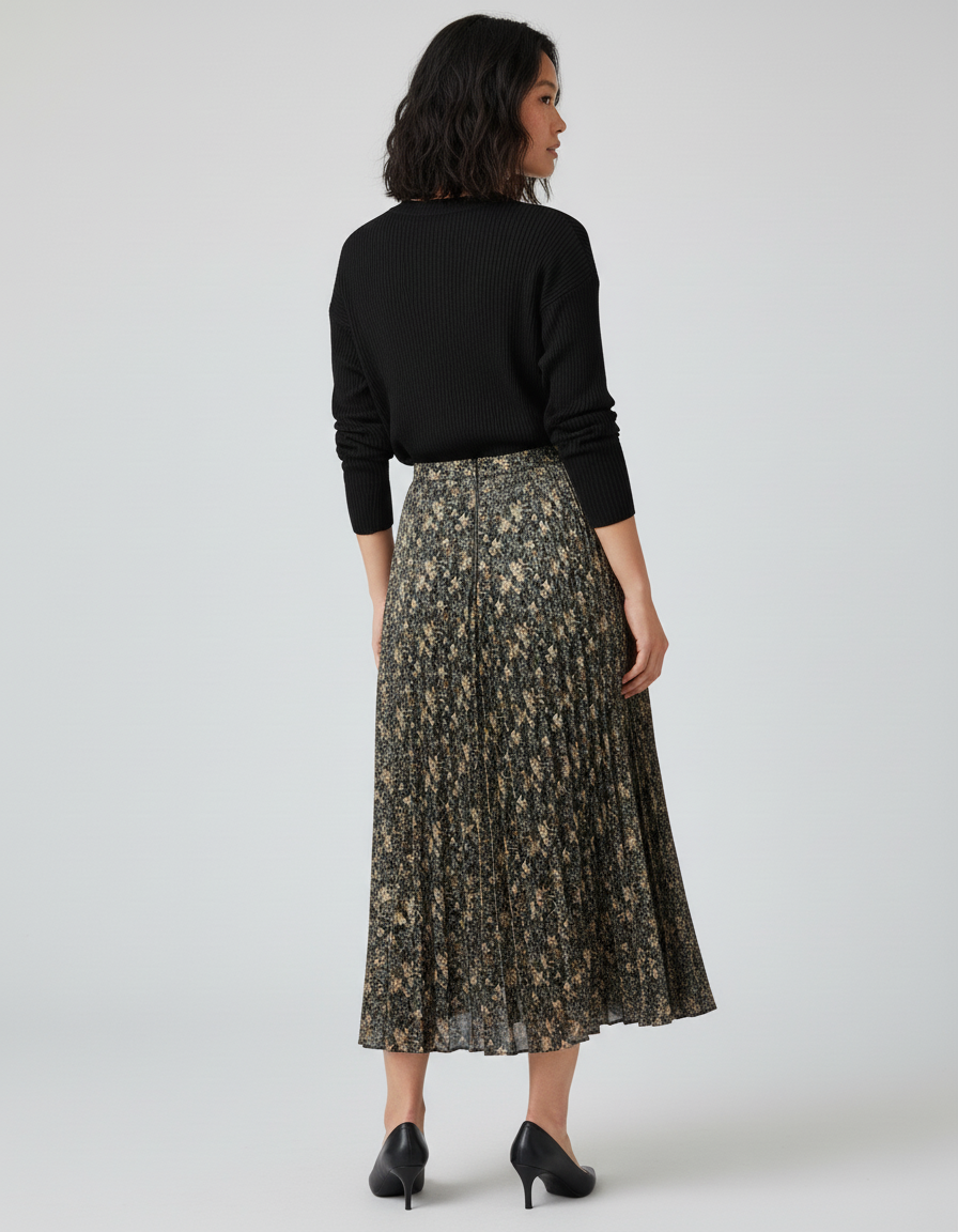 Jupe Longue Plissée Florale Fluide Chic