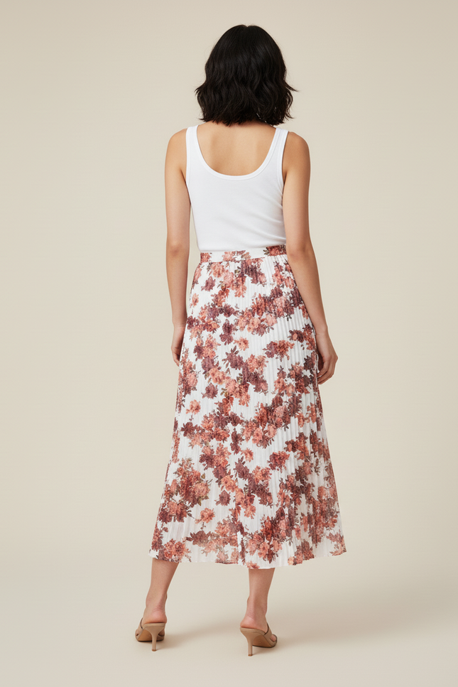 Jupe Longue Plissée Fleurie Fluide Mode