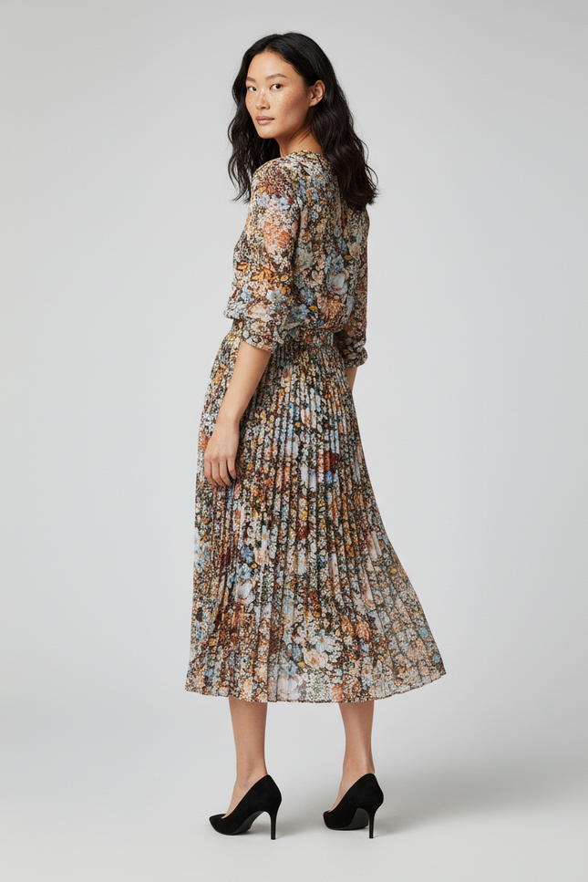 Jupe Longue Florale Plissée Fluide Bohème