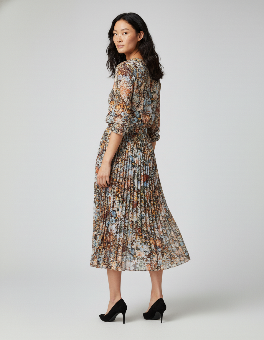 Jupe Longue Florale Plissée Fluide Bohème