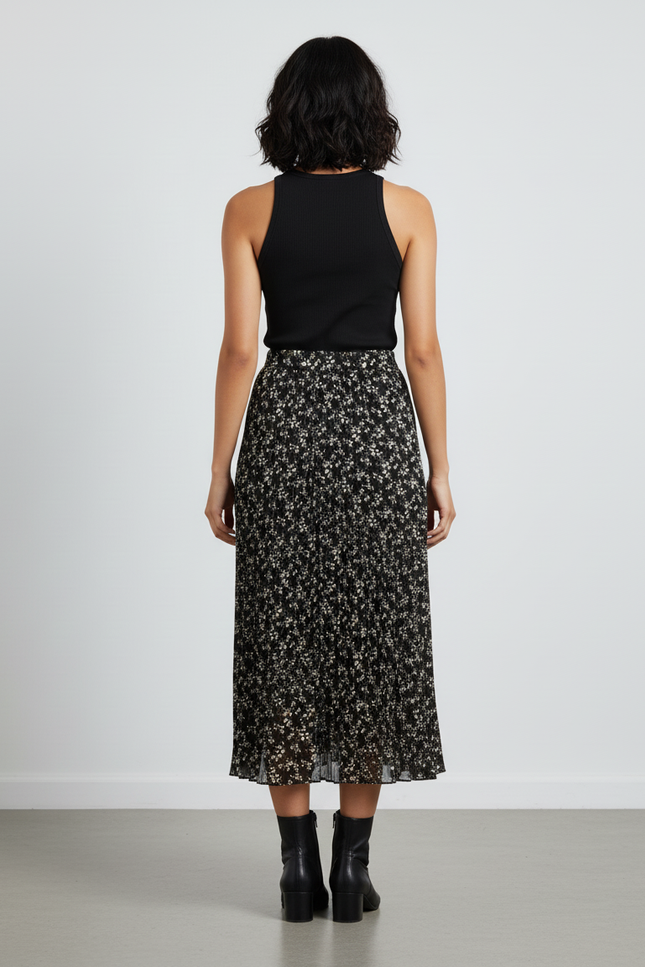 Jupe Longue Plissée Florale Fluide Mode