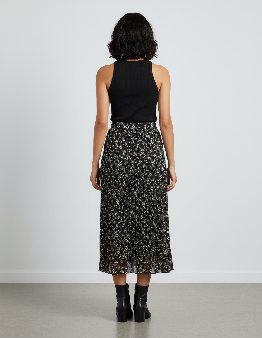 Jupe Longue Plissée Florale Fluide Mode