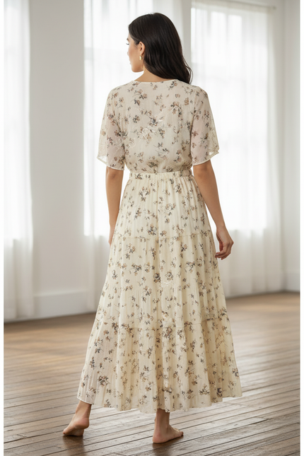 Jupe Longue Florale Plissée Fluide Chic Tendance