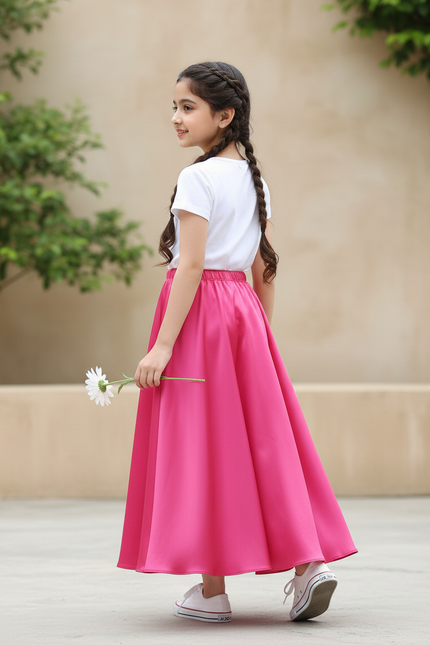 Jupe Longue Fuchsia Satinée Fluide