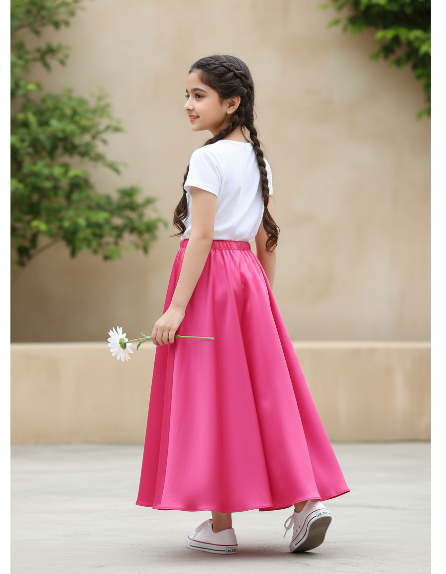 Jupe Longue Fuchsia Satinée Fluide