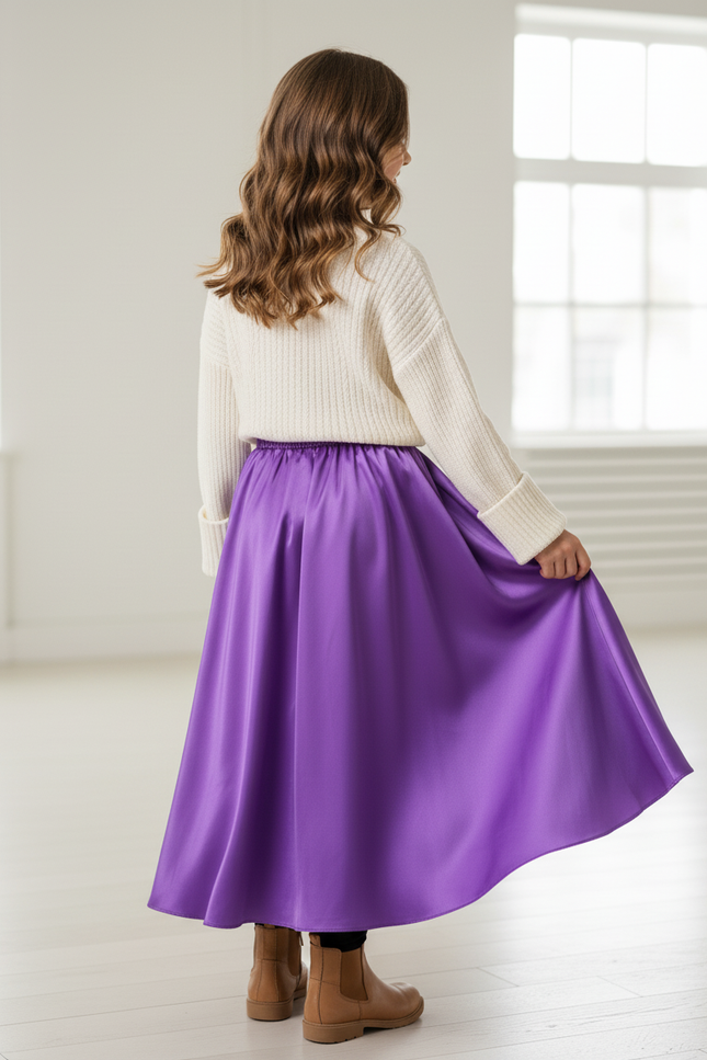 Jupe Longue Violette Satinée Fluide