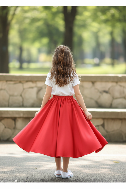 Jupe Longue Rouge Satinée Fluide