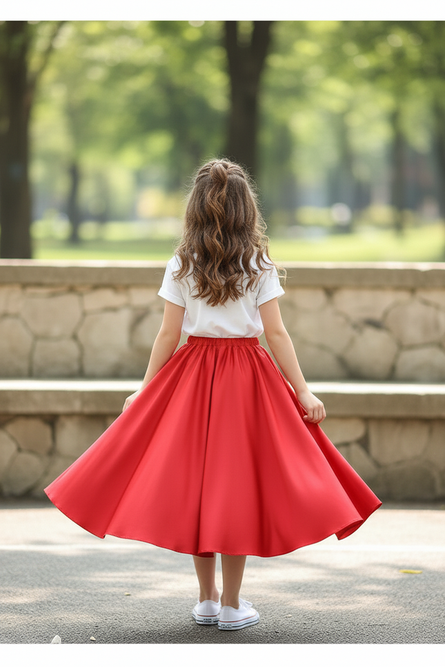 Jupe Longue Rouge Satinée Fluide