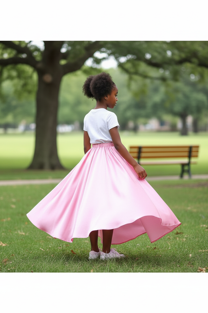 Jupe Longue Rose Satinée Fluide