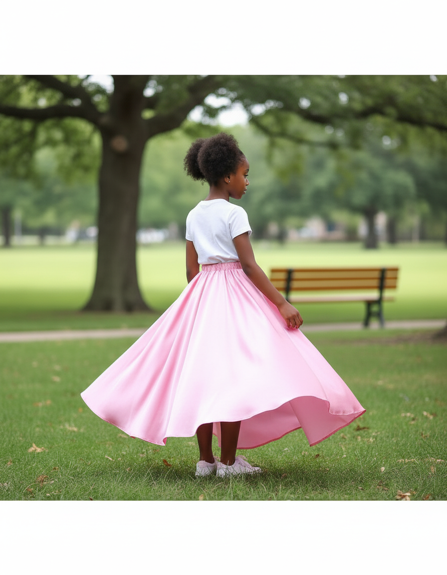 Jupe Longue Rose Satinée Fluide