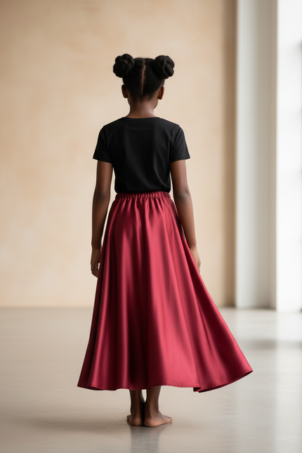 Jupe Longue Rouge Satinée Fluide Femme