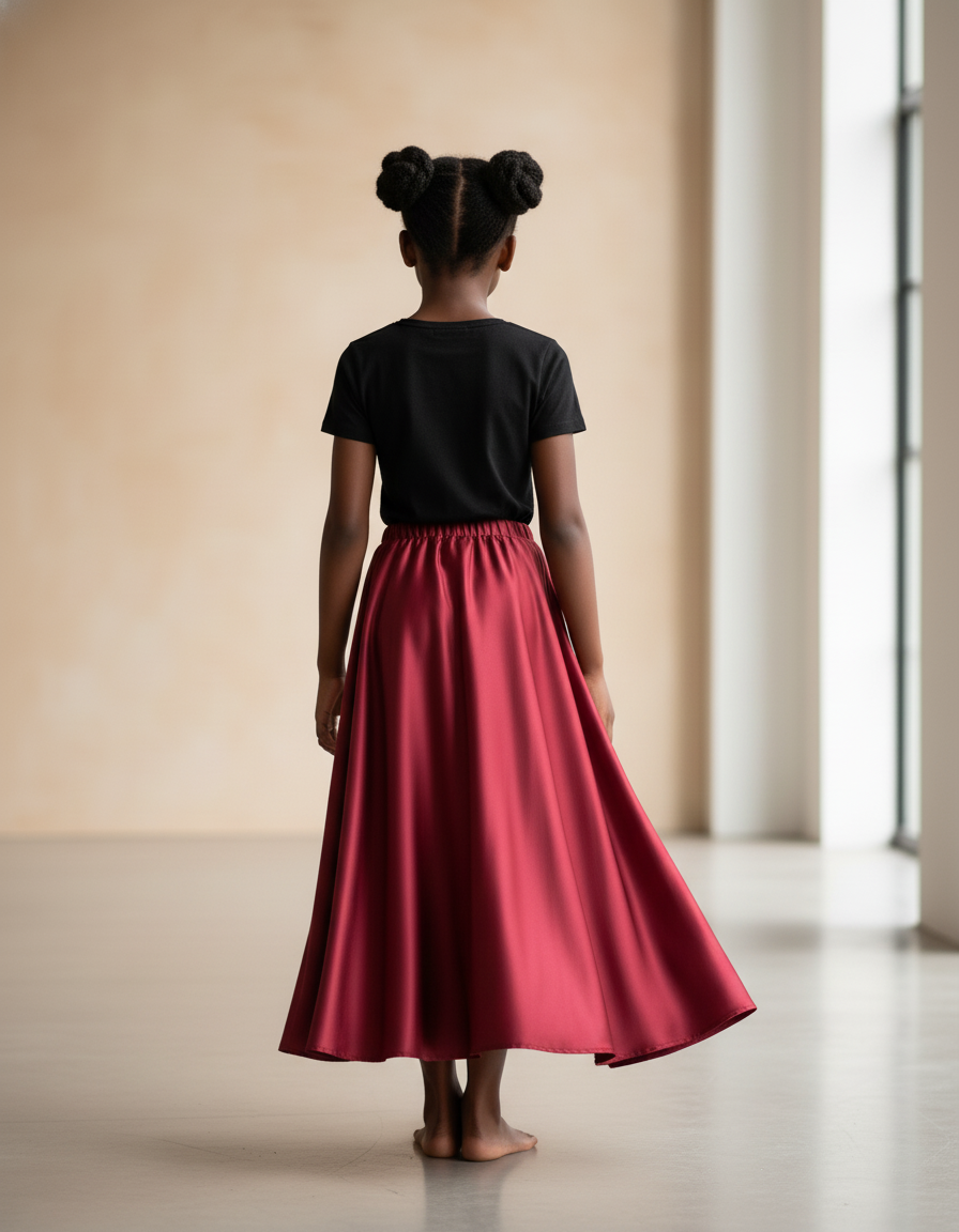 Jupe Longue Rouge Satinée Fluide Femme