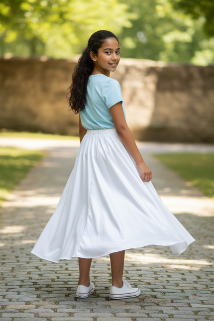 Jupe Longue Blanche Satin Fluide