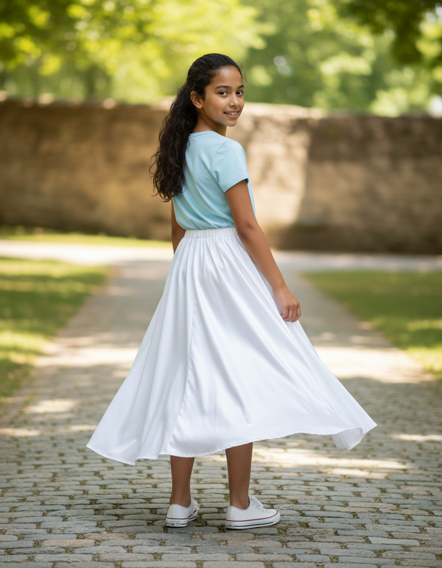 Jupe Longue Blanche Satin Fluide