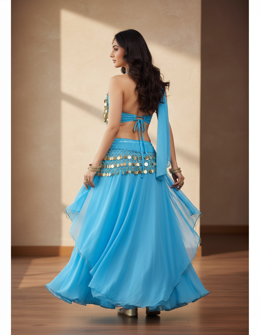 Jupe Longue Bleue Ciel Superposée Fluide