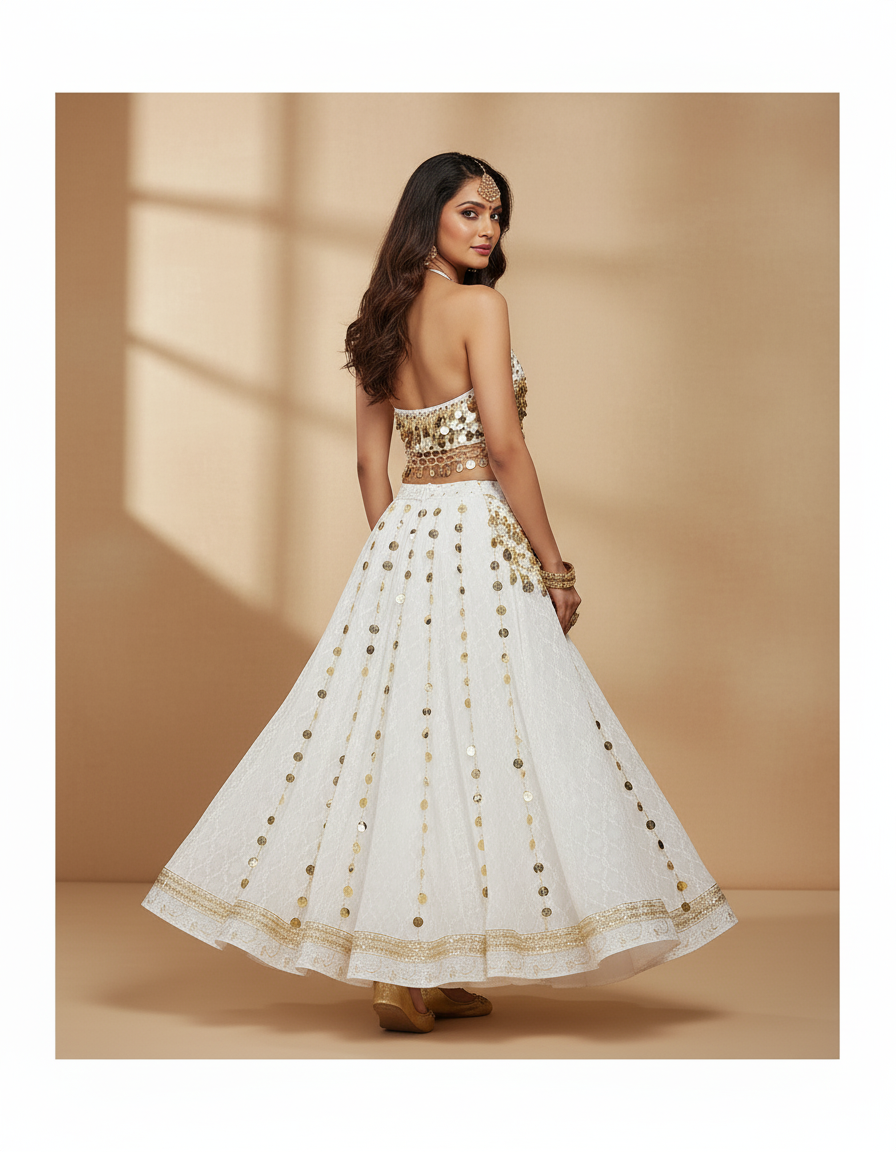 Jupe Longue Blanche Dentelle Fluide Mariage Femme