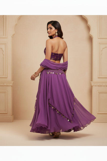 Jupe Longue Violette Fluide Élégante