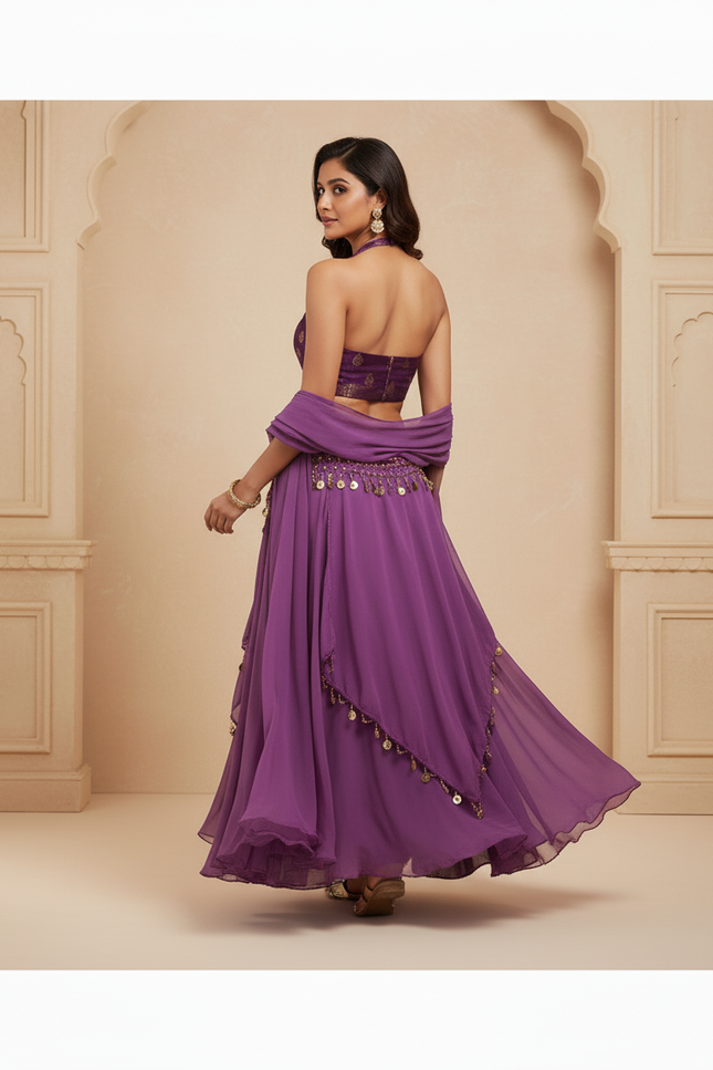 Jupe Longue Violette Fluide Élégante