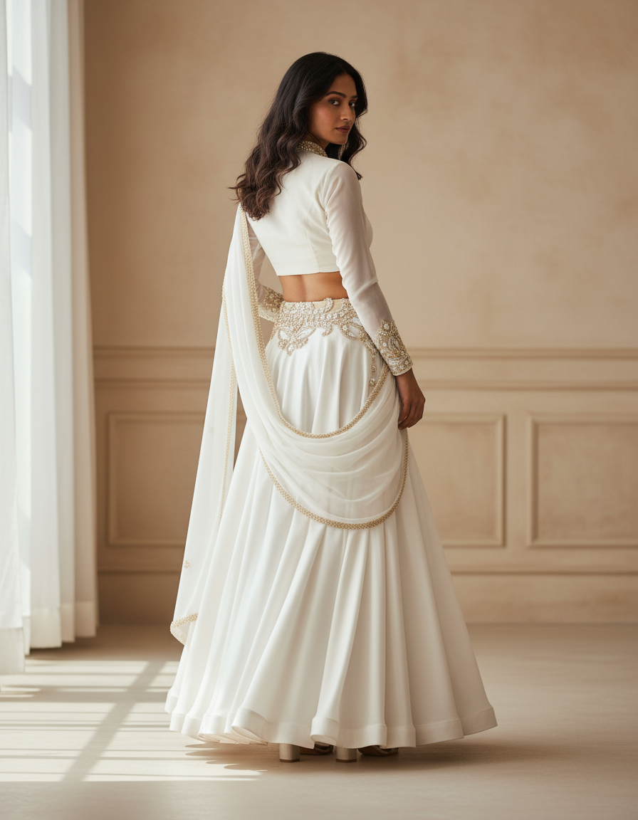 Jupe Longue Blanche Fluide Élégante Femme