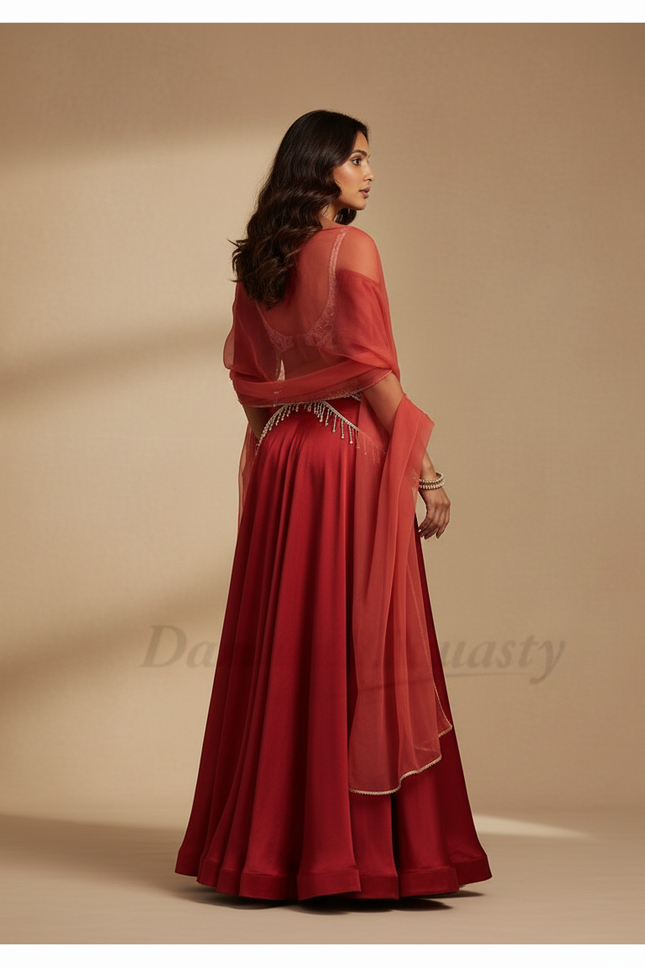 Jupe Longue Rouge Satin Fluide