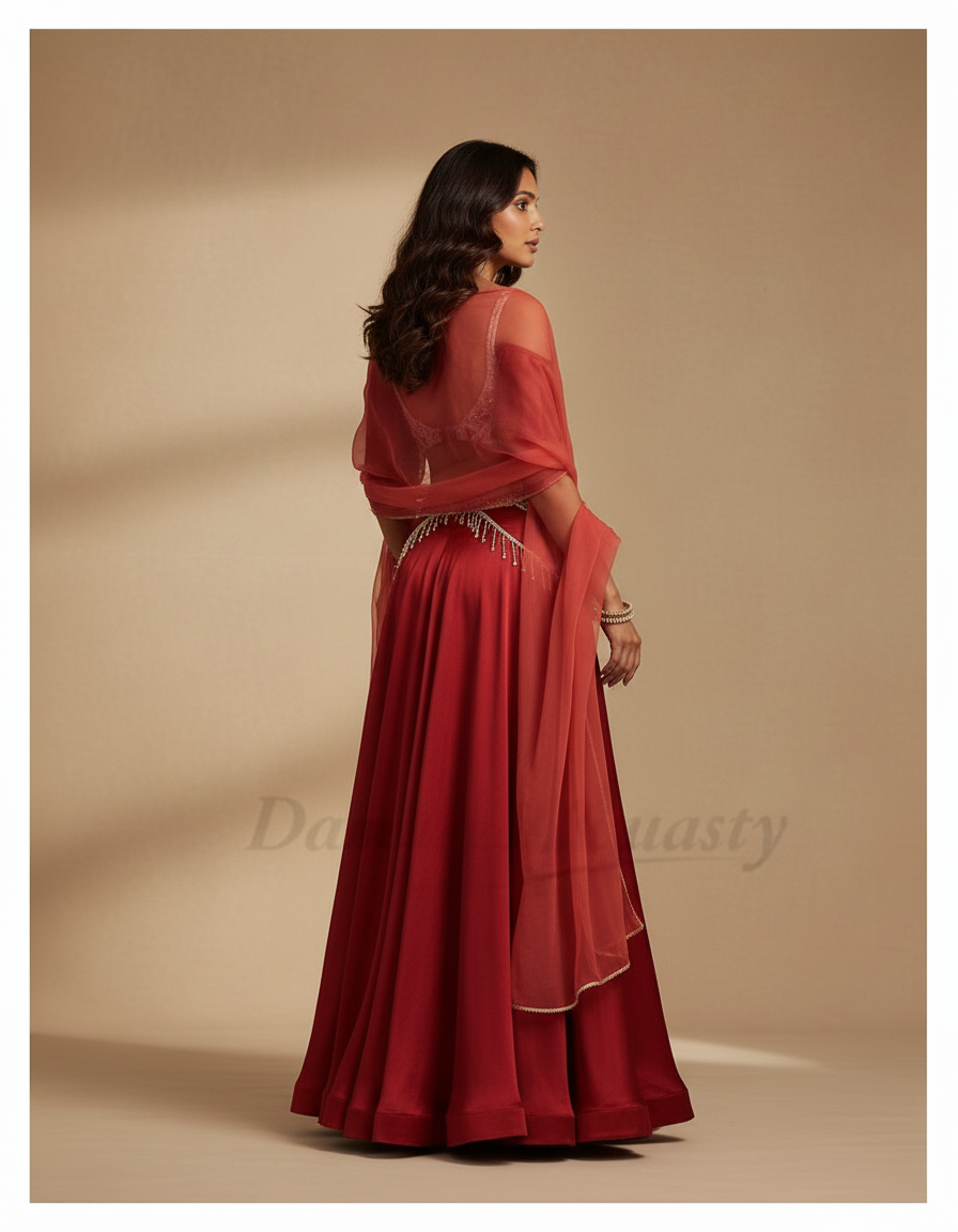 Jupe Longue Rouge Satin Fluide