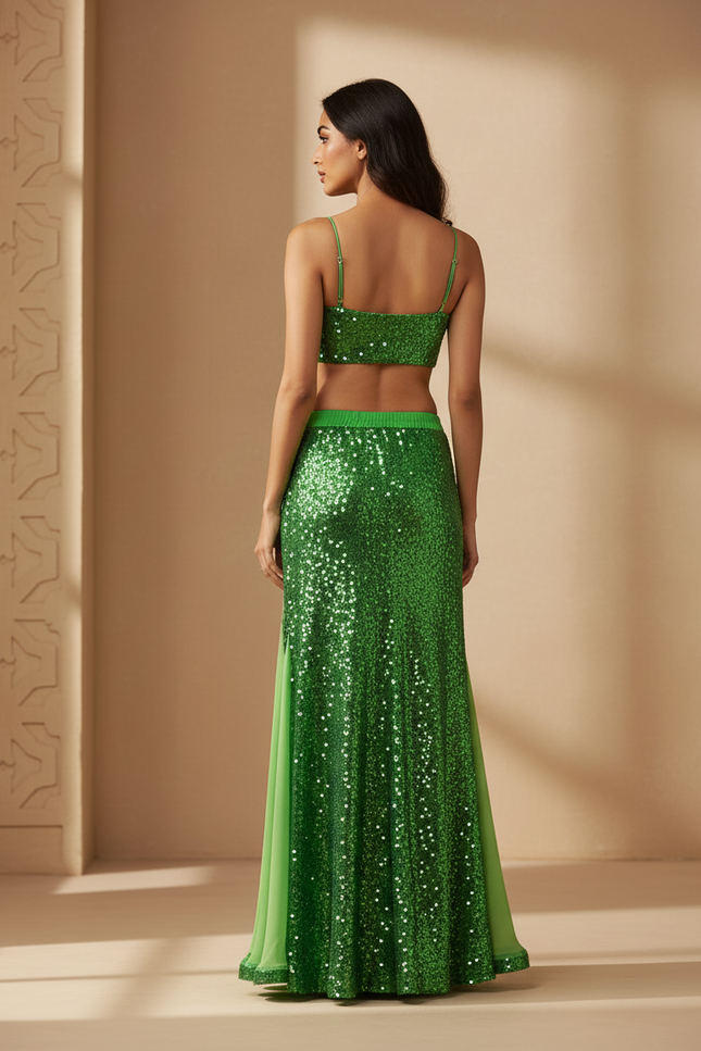 Jupe Longue Pailletée Fendue Fluide