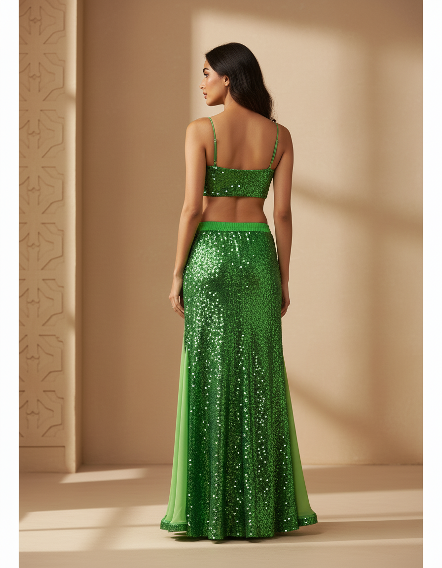 Jupe Longue Pailletée Fendue Fluide