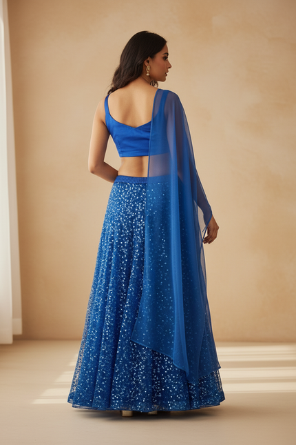 Jupe Longue Bleue Pailletée Chic