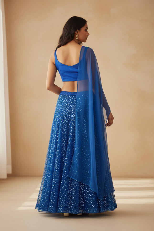 Jupe Longue Bleue Pailletée Chic