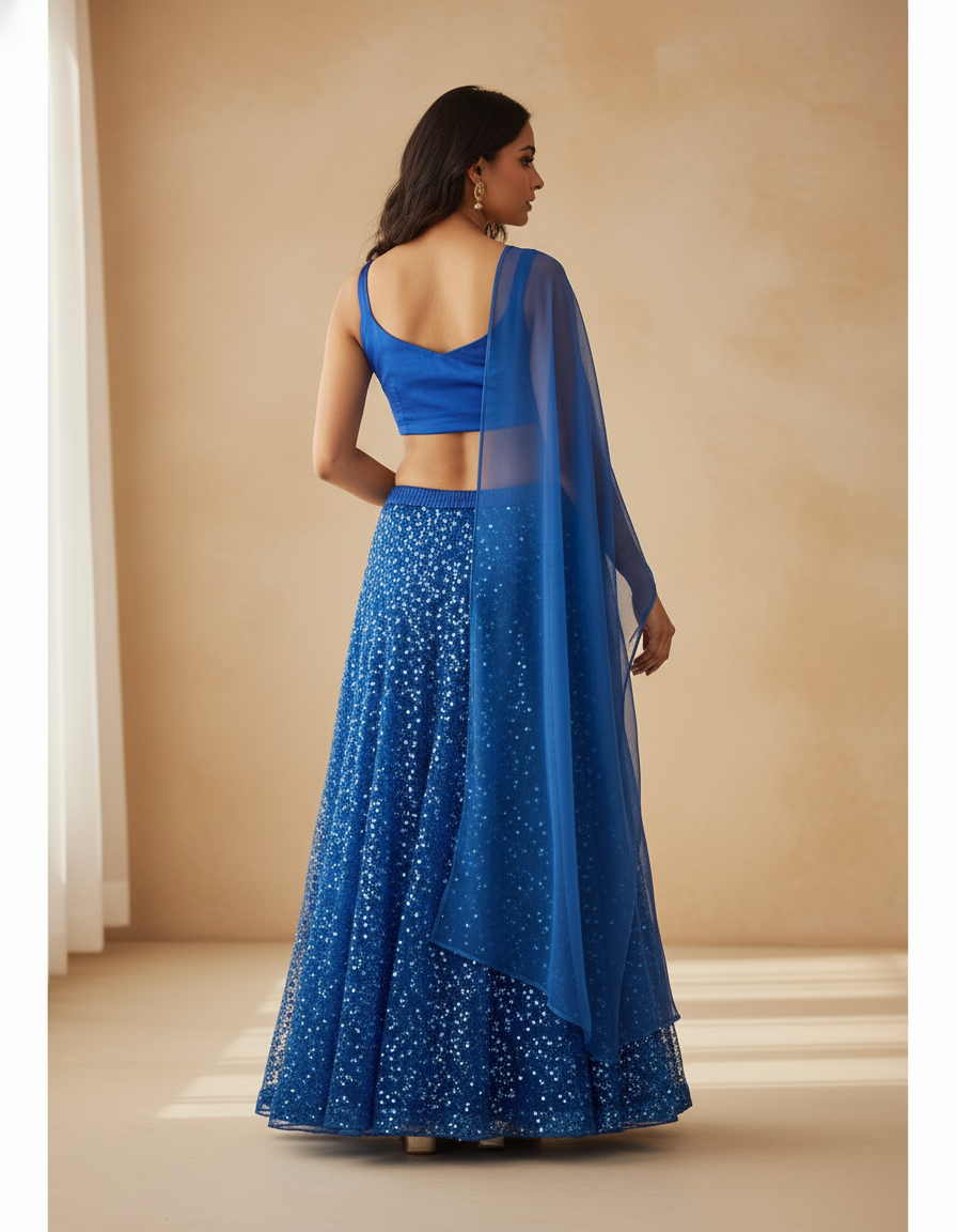 Jupe Longue Bleue Pailletée Chic