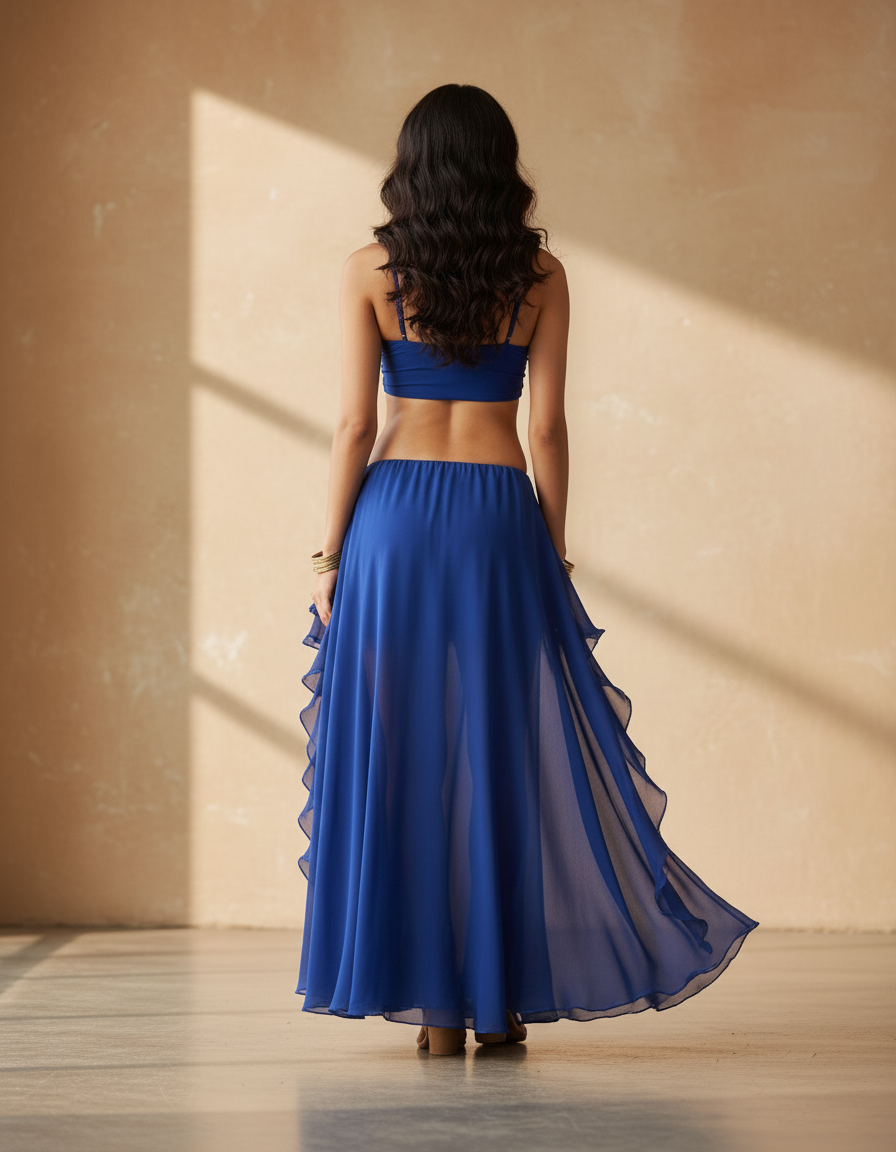 Jupe Longue Bleue Fendue Fluide