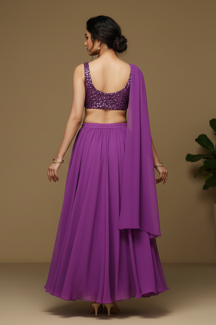 Jupe Longue Violette Fluide Fendue