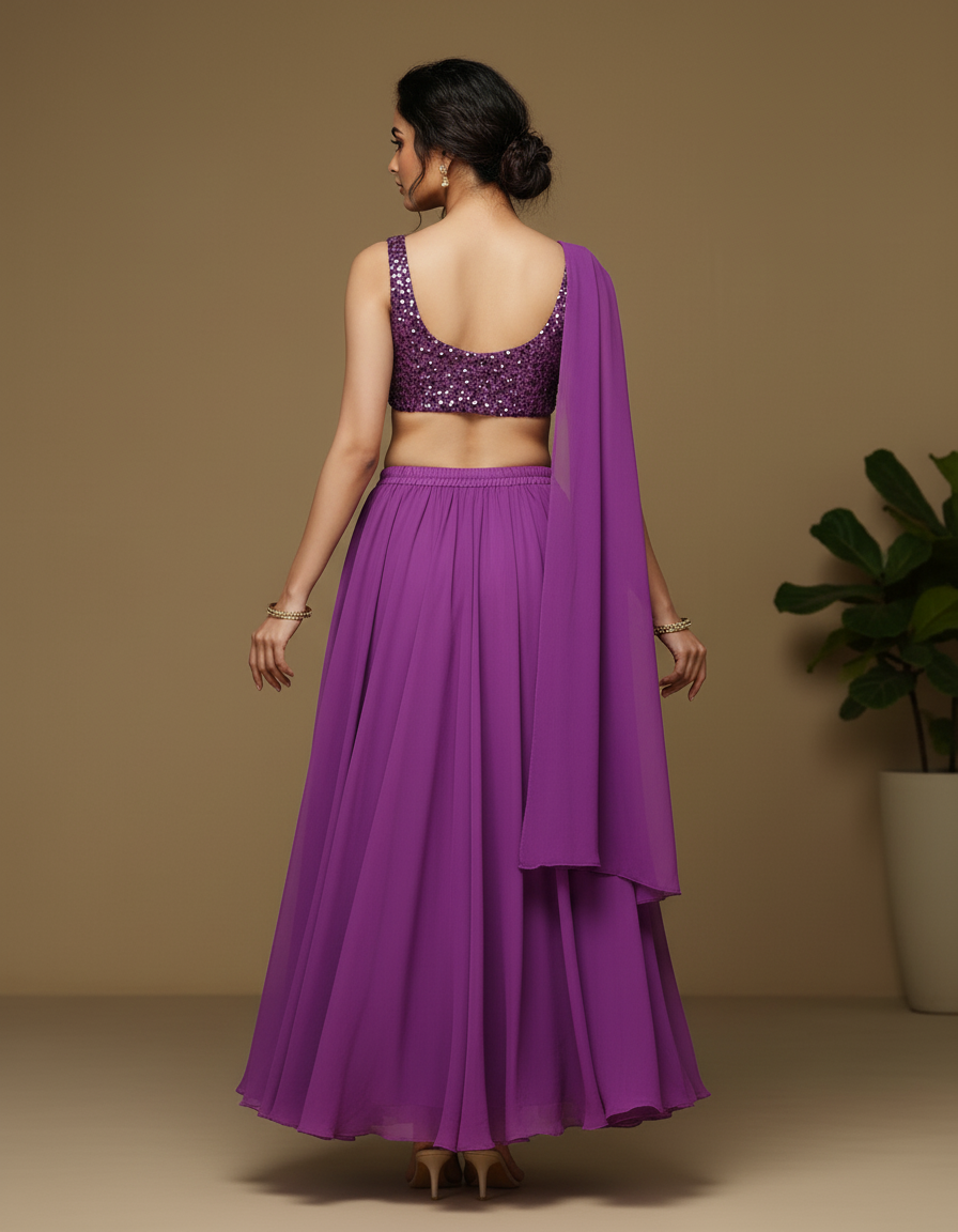 Jupe Longue Violette Fluide Fendue