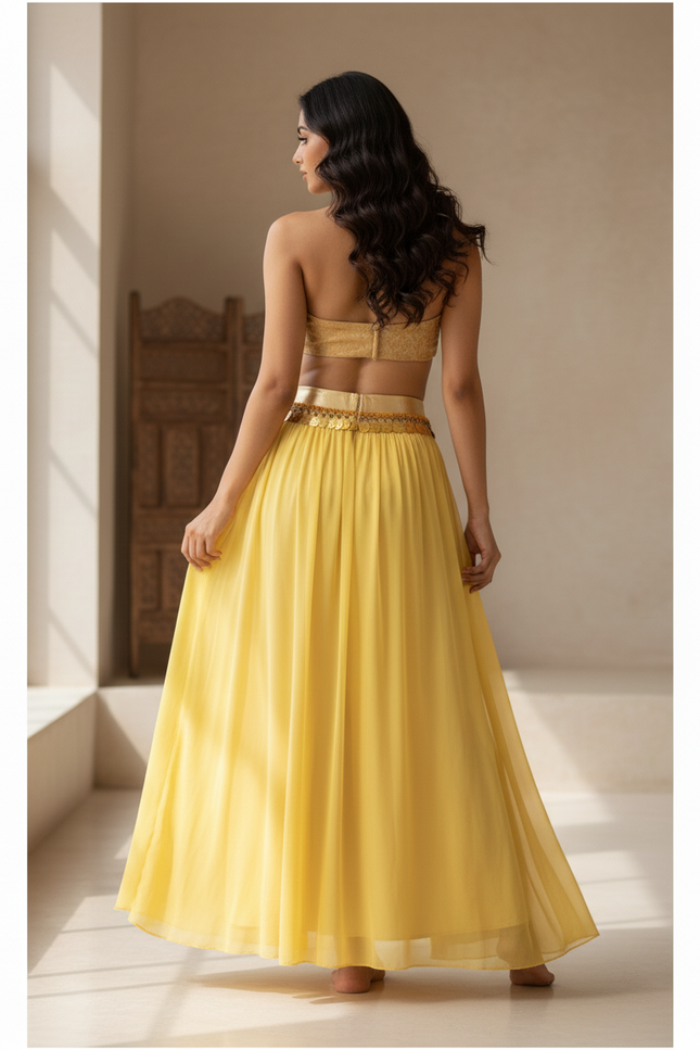 Jupe Longue Jaune Fendue Fluide Chic