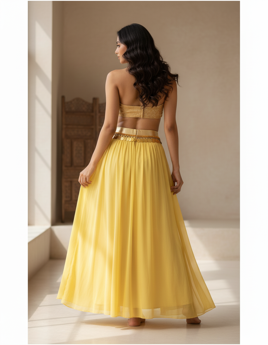 Jupe Longue Jaune Fendue Fluide Chic