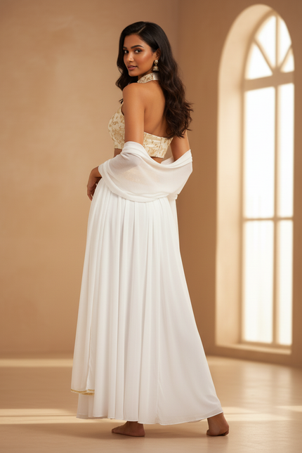 Jupe Longue Fluide Blanche Fendue