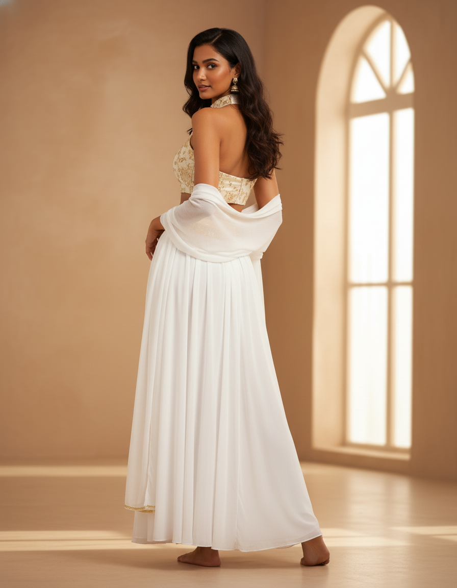 Jupe Longue Fluide Blanche Fendue