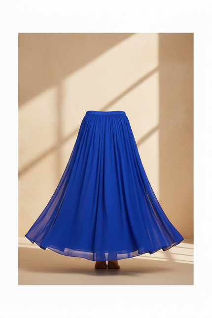 Jupe Longue Bleue Fendue Fluide Femme