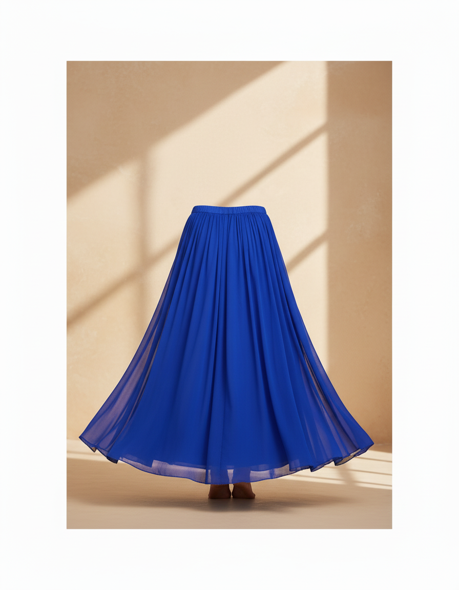 Jupe Longue Bleue Fendue Fluide Femme