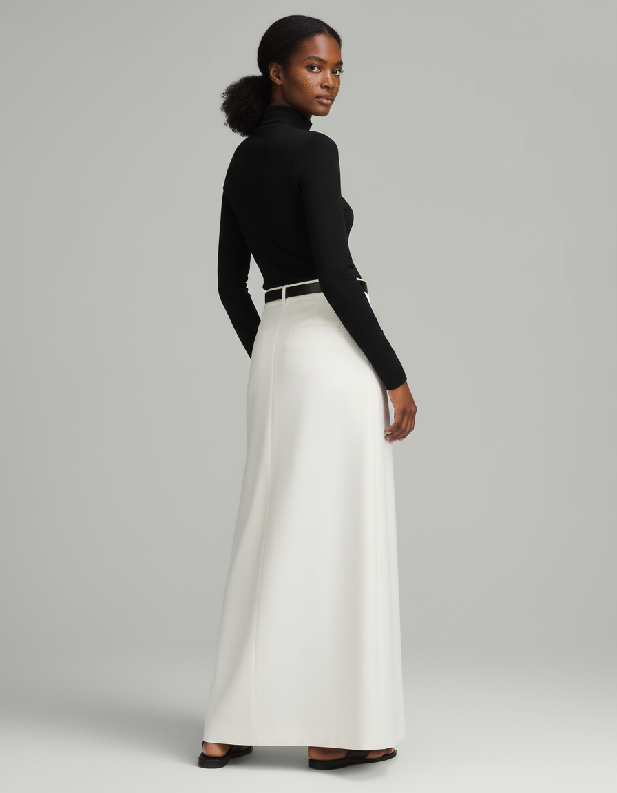 Jupe Longue Blanche Taille Haute Élégante